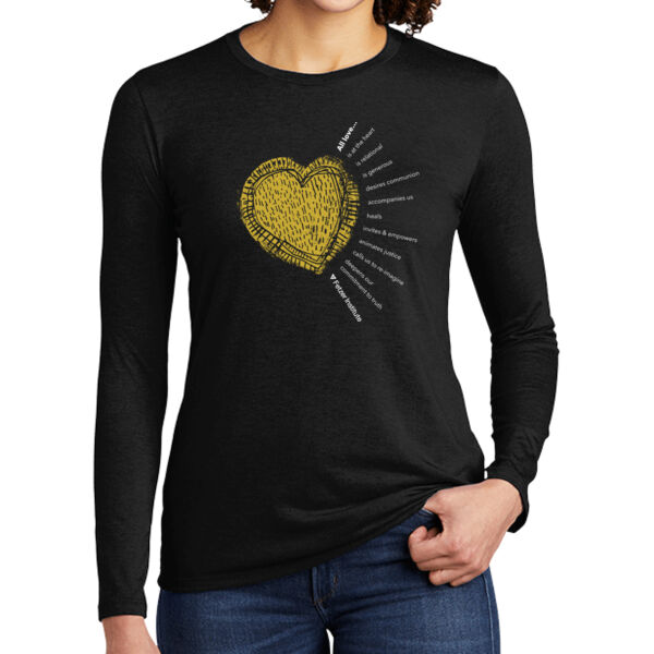 Allmade® Women’s Tri-Blend Long Sleeve Gold Heart Tee Thumbnail