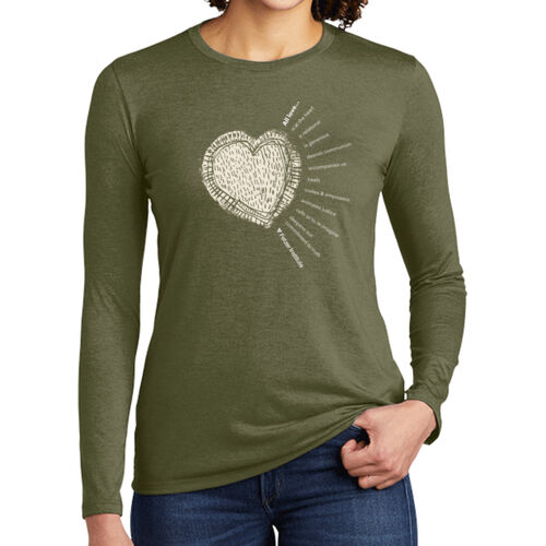 Allmade® Women’s Tri-Blend Long Sleeve Tan Heart Tee Thumbnail