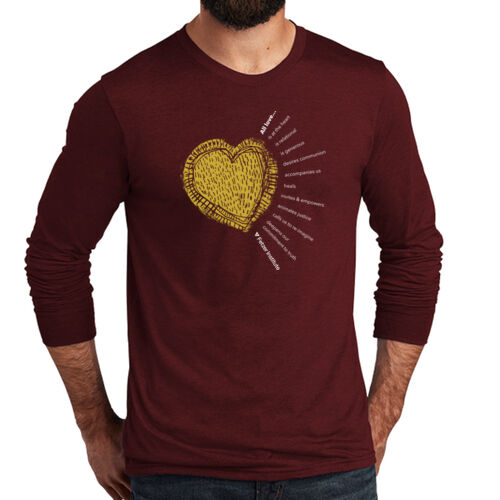 Allmade® Unisex Tri-Blend Long Sleeve Gold Heart Tee Thumbnail