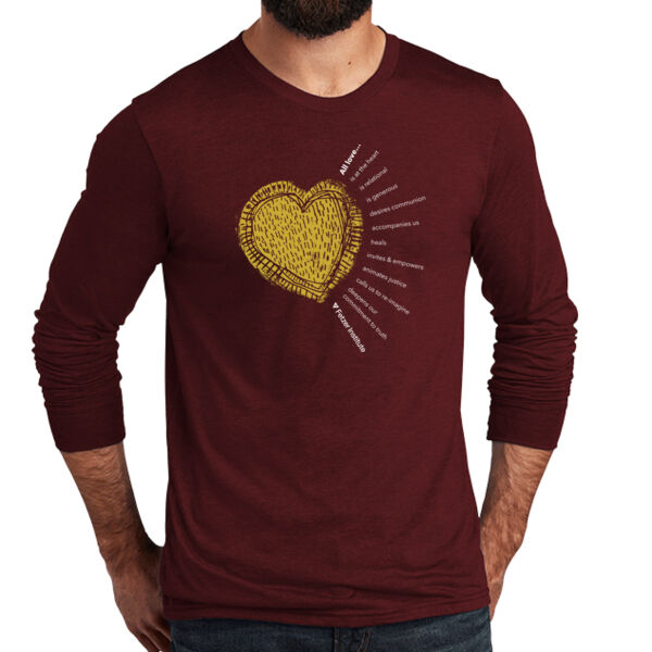 Allmade® Unisex Tri-Blend Long Sleeve Gold Heart Tee Thumbnail