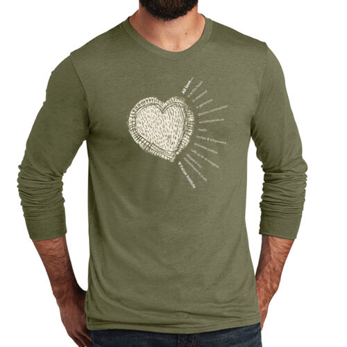 Allmade® Unisex Tri-Blend Long Sleeve Tan Heart Tee Thumbnail